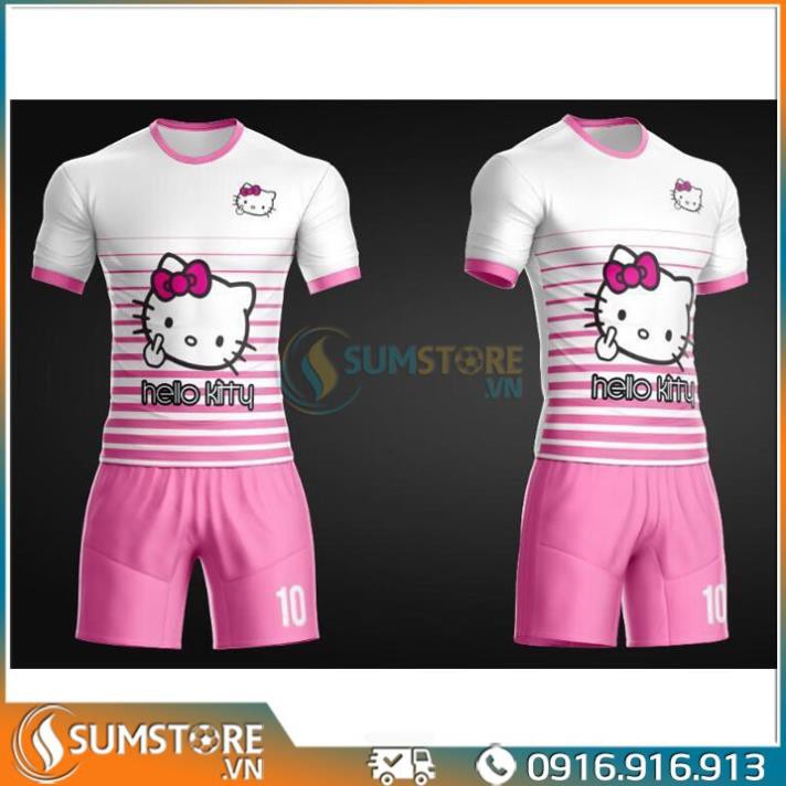 Bộ Đồ Thể Thao Đá Banh Nam Nữ Hello Kitty Hồng Nhạt Cực Kute -Áo Bóng Đá Đẹp Thun Lạnh Mịn Và Mát 👑