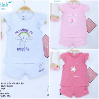 Bộ quần áo hè cổ tròn sát nách bé gái