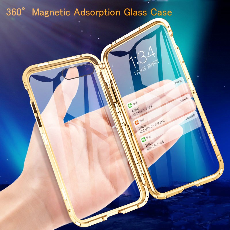 Ốp Điện Thoại Kính Từ Tính 360 Độ Cho Iphone 7 8 6 Plus X Xs Max