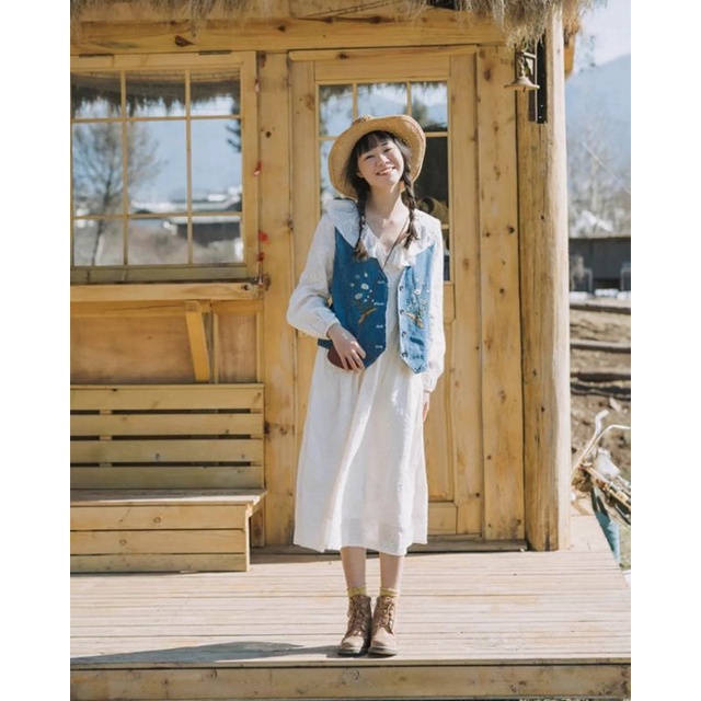 ÁO KHOÁC GILE NỮ CHẤT DENIM THÊU HOA SIÊU XINH PHONG CÁCH BOHO VINTAGE