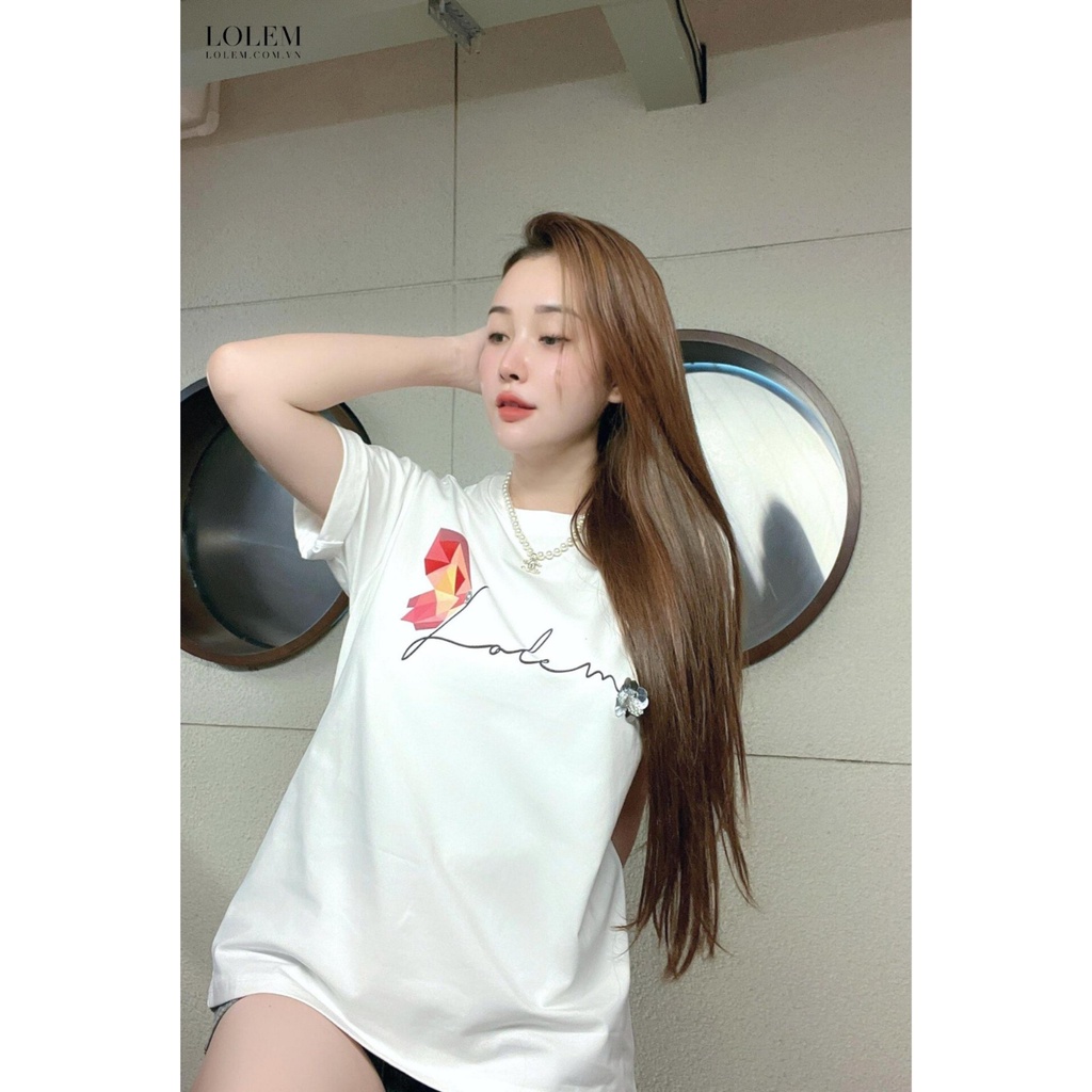 Áo thun nữ in chữ LOLEM vải cotton 100% thoáng mát