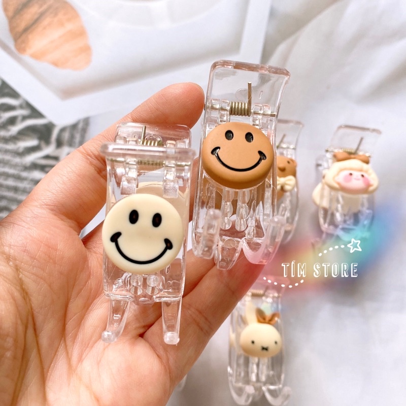 Kẹp tóc bấu dài mặt cười smile nhựa đẹp TÍM STORE phụ kiện búi tóc phong cách sang trọng