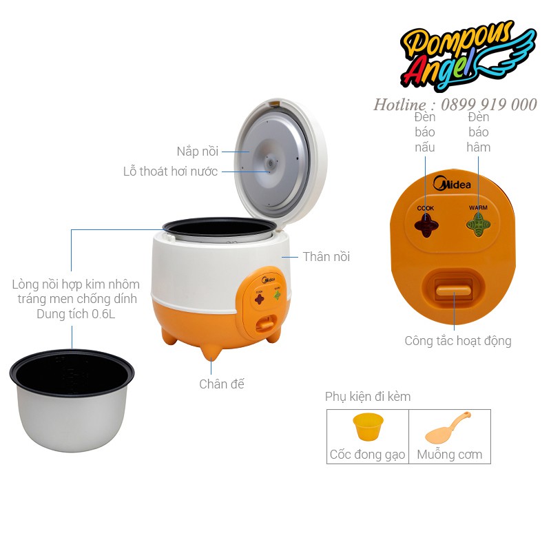 [Chính hãng] Nồi cơm điện từ , Nồi cơm điện đa năng, nồi cơm mini MIDEA MR-CM06SD 0.6L chính hãng , bảo hành 12 tháng | BigBuy360 - bigbuy360.vn