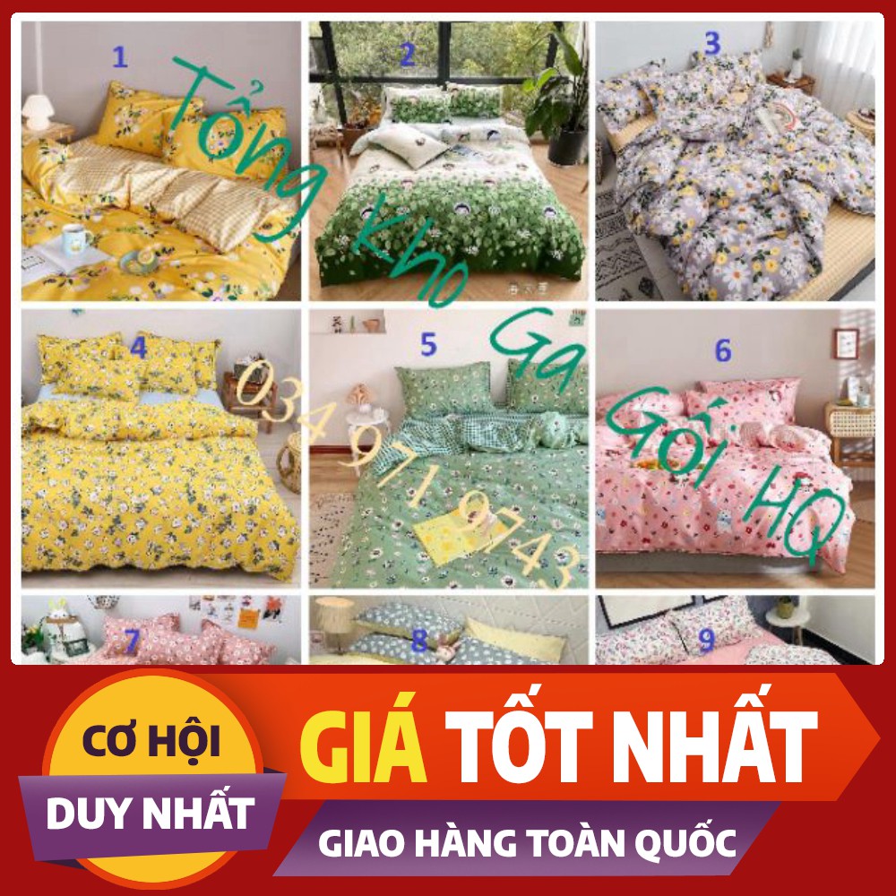 Bộ Chăn Ga Gối Cotton poly Nhập khẩu Hàn Quốc( chat chọn mẫu)