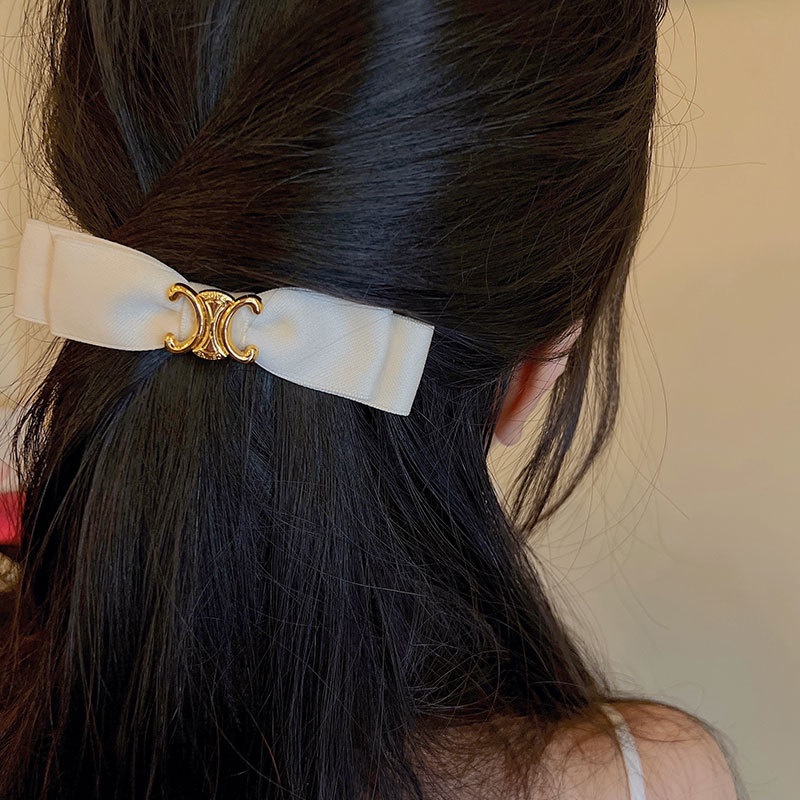 Kẹp Tóc Nơ Đen Vải Satin Cao Cấp Phong Cách Pháp Dễ Phối Đồ