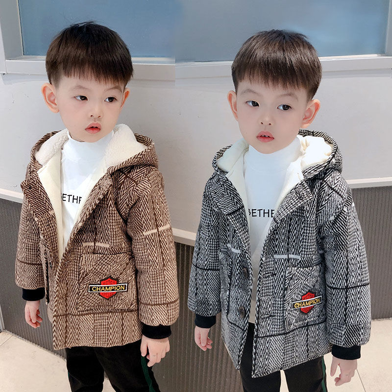 Baby Boy Overcoat Thick Velvet Kids Coat Autumn And Winter New Winter Children Long