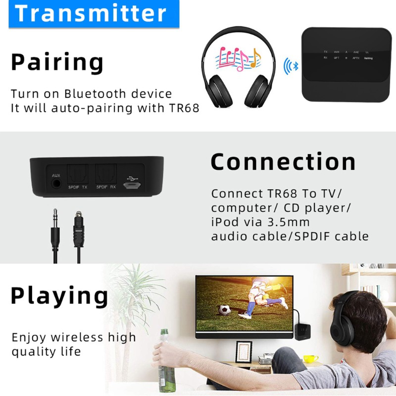 QUU 5.0 Lossless Receiver and Transmitter Combo Low Latency Adapter