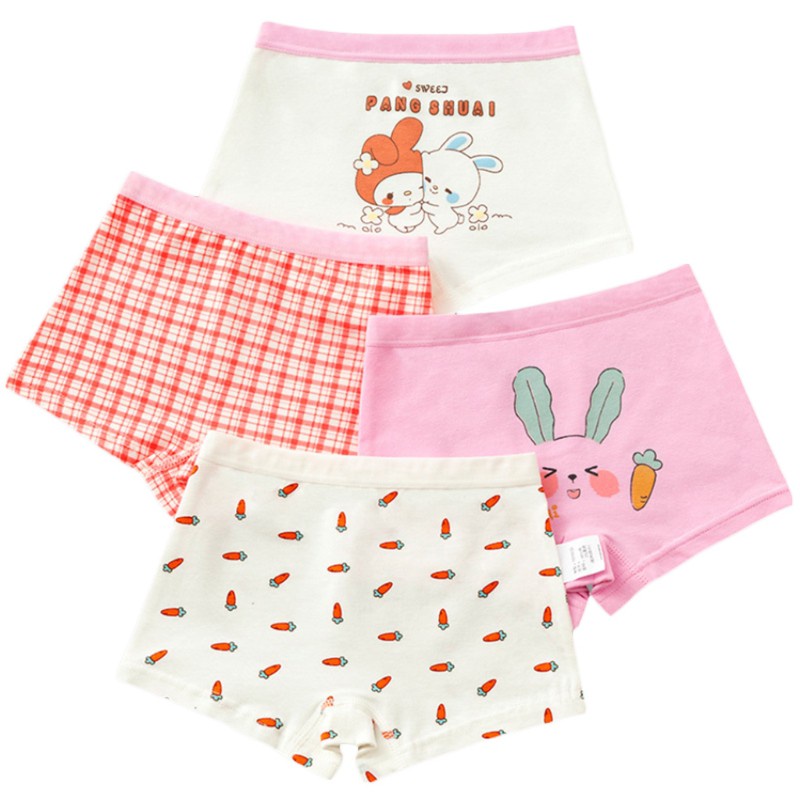 Quần Lót Boxer Vải Cotton Mềm In Họa Tiết Hoạt Hình Dễ Thương Cho Bé Gái