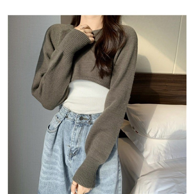 Áo dệt kim ngắn dáng rộng thời trang Hàn Quốc dễ phối đồ