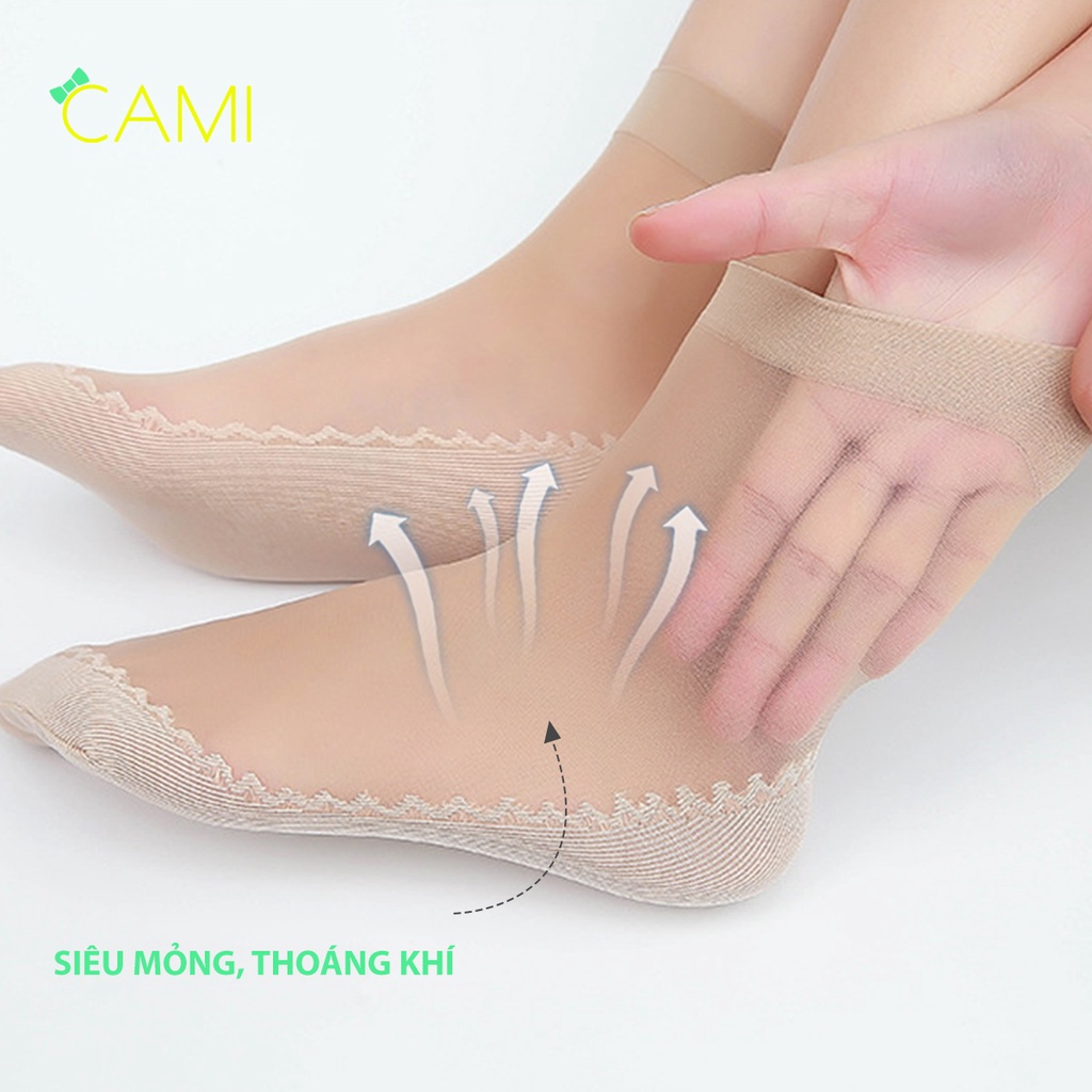 Combo 5.10 cặp vớ da tone màu kem, đen, xám chất liệu vải dệt thoáng khí, đế cotton có cổ chun - Cami - CMPK249