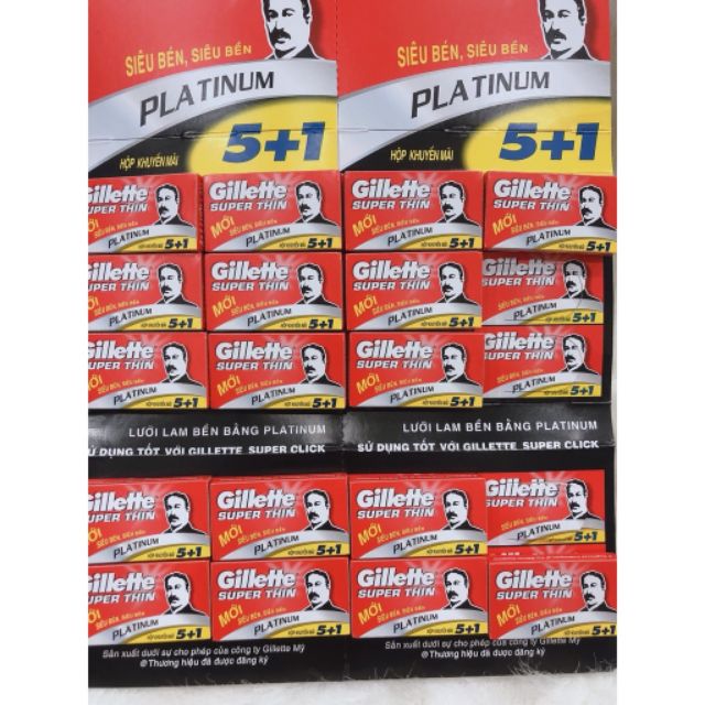 Hộp lưỡi lam Gillette 5 + 1 (combo 6 lưỡi) / Siêu mỏng - Siêu bền