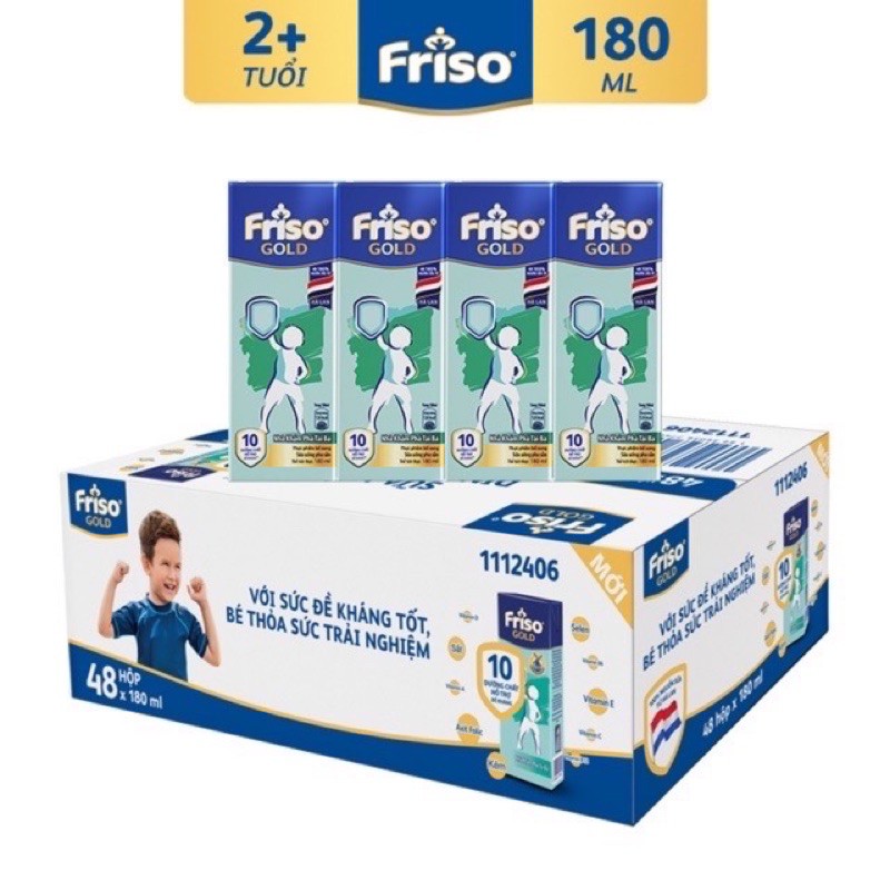 [ RẺ VÔ ĐỊCH ]Thùng 48 Hộp Sữa Bột Pha Sẵn Friso Gold Vani (48 X 180ml) - Date 12/2021