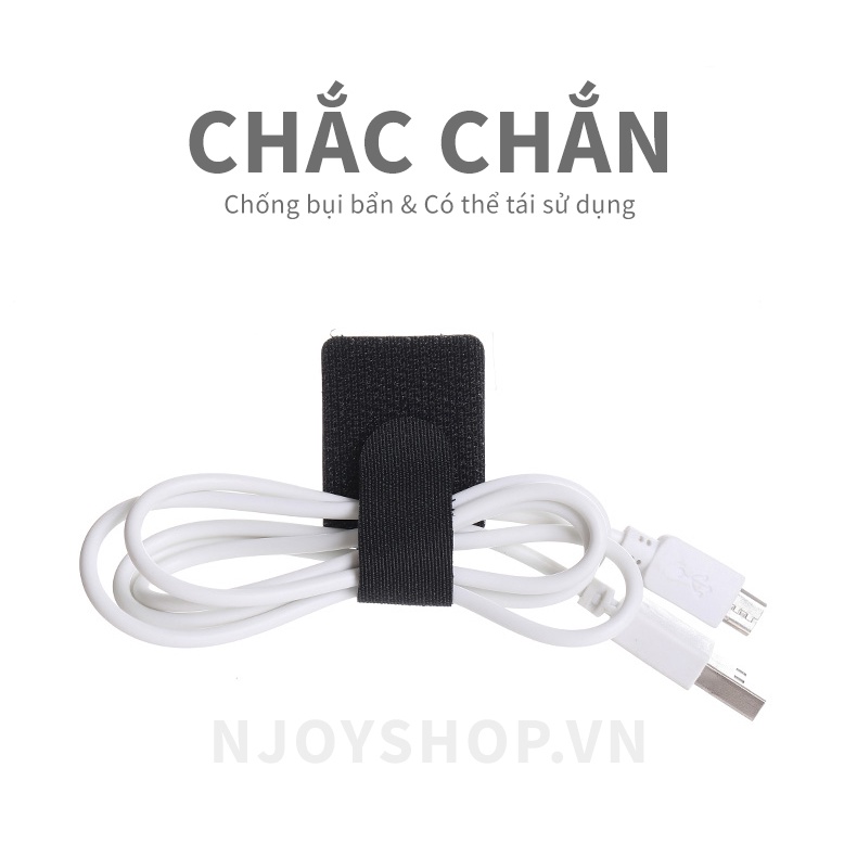 Dây Quấn Cáp Sạc Velcro Njoy Giúp Cố Định Dây Điện, Tai Nghe, Chống Rối Tiện Lợi Chất Liệu Keo Siêu Dính