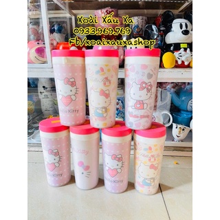 Ly nước nhựa, bình nước dạng ly hình Hello Kitty