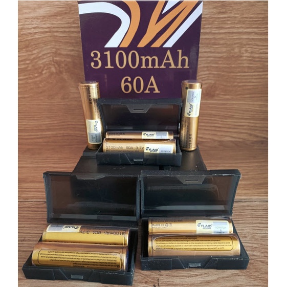 Một cặp pin sạc Cylaid 18650 3100mah màu vàng pin 18650 hàng chính hãng 100% được Rosh chứng nhận hàng chất lượng