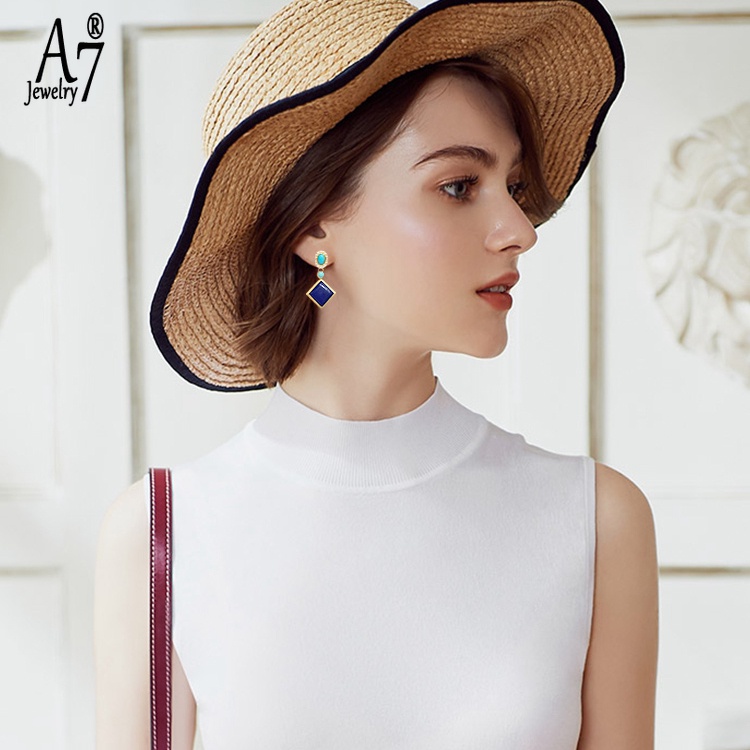 Bông Tai Bạc 925 A7 S925 Kiểu Dáng Hình Học Thời Trang