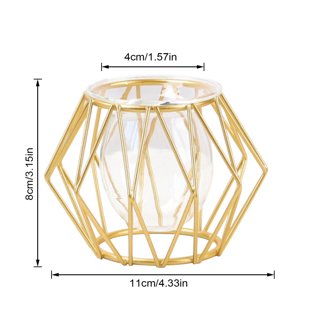 [Hàng Có Sẵn] Bình Hoa Thủy Tinh Nhỏ Họa Tiết Hình Học Vàng Kim Phong Cách Bắc Âu Retro Bền Bỉ Để Bàn Trang Trí Nhà Cửa