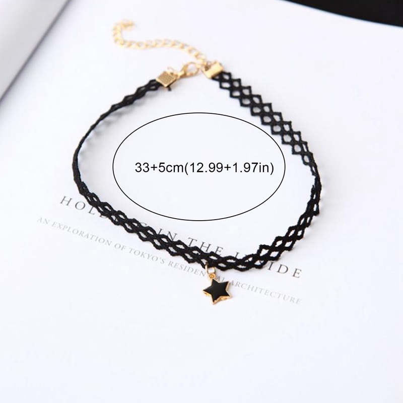 Vòng Cổ Choker Hợp Kim Màu Đen Mặt Hình Ngôi Sao Thời Trang