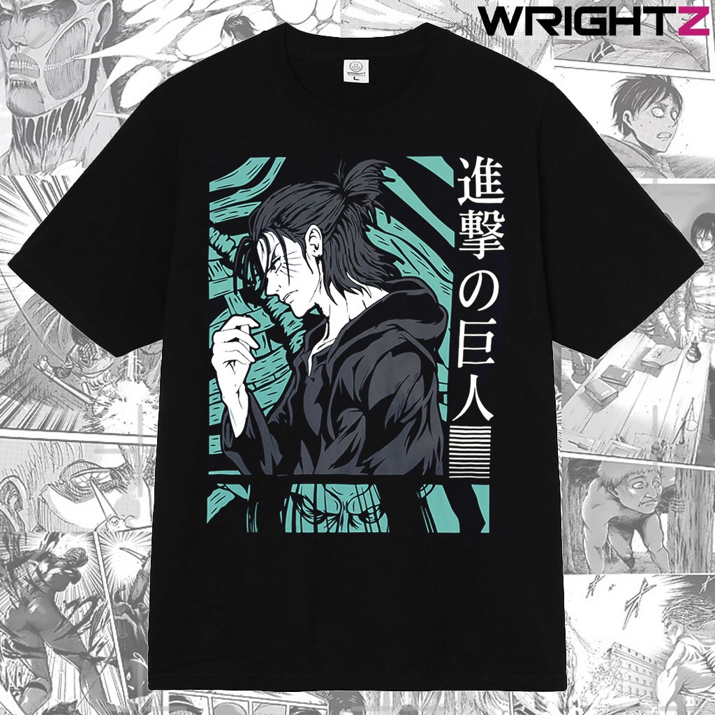 Áo thun Attack on Titan anime manga Eren Tiến công tay lỡ form rộng cotton thời trang đường phố unisex nam nữ big size