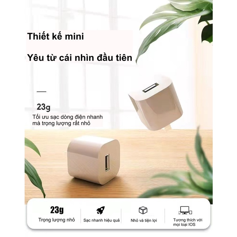 Củ dây cáp bộ sạc điện thoại 5W - Dành cho máy 5 6 7 8 Plus - BH 1 năm