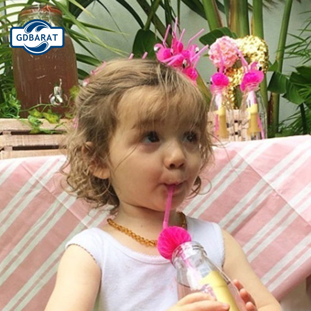 Bộ 50 Ống Hút Uống Cocktail Hình Chim Hồng Hạc