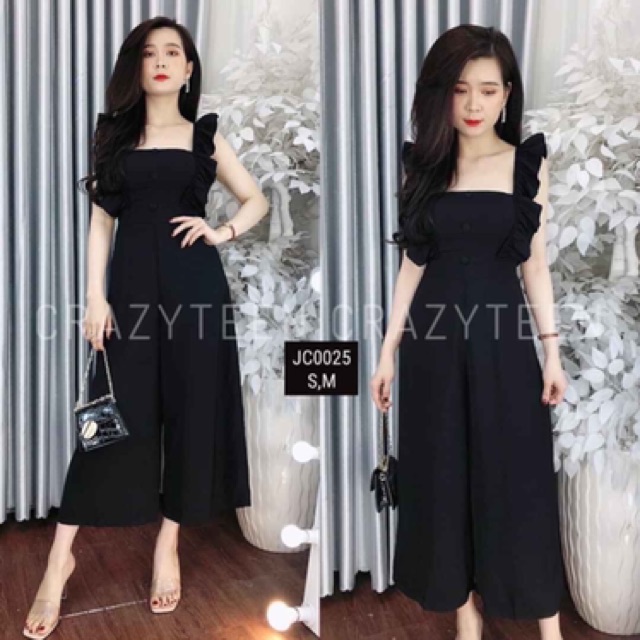 JUMPSUIT HAI DÂY BÈO ỐNG RỘNG NƠ SAU GIÁ RẺ KÈM ẢNH THẬT