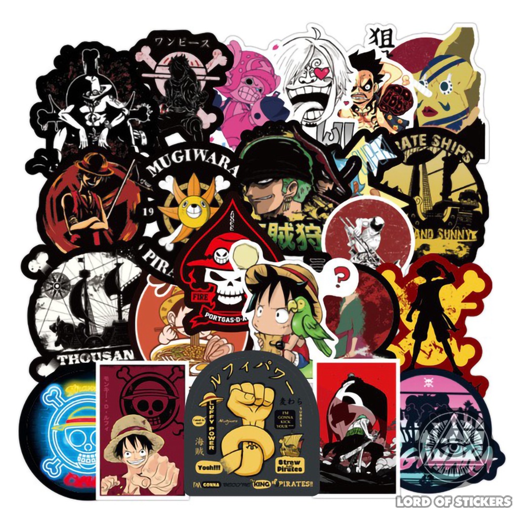 Set 100 Sticker One Piece Nhãn Dán Anime Manga Hình Truyện Tranh Đảo Hải Tặc Chống Thấm Nước Dán Mũ Bảo Hiểm, Laptop