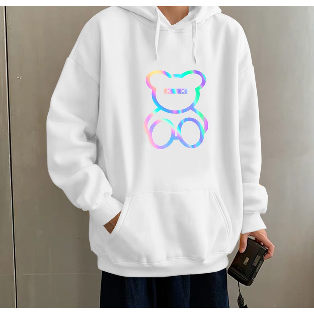 Áo khoác nỉ hoodies nam nữ form rộng GẤU TEDDY KN26 , họa tiết cực mới , dành cho các bạn trẻ màu nude