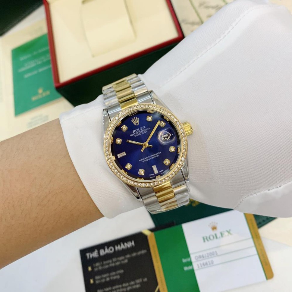 [rolex nam] Đồng hồ nam Rolex - viền đá dây kim loại chống nước - DH501 MTP-STORE