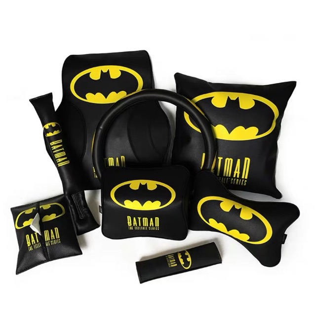 Set Gối Đầu-Gối Tựa Lưng-Vô Lăng-Bọc phanh tay-Cần Số-Sealbetl Batman(Có bán lẻ)