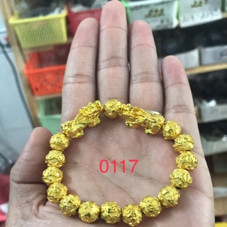 Vòng Tay Tỳ Hưu phong thuỷ kim loại mạ vàng sang sọng MS0117