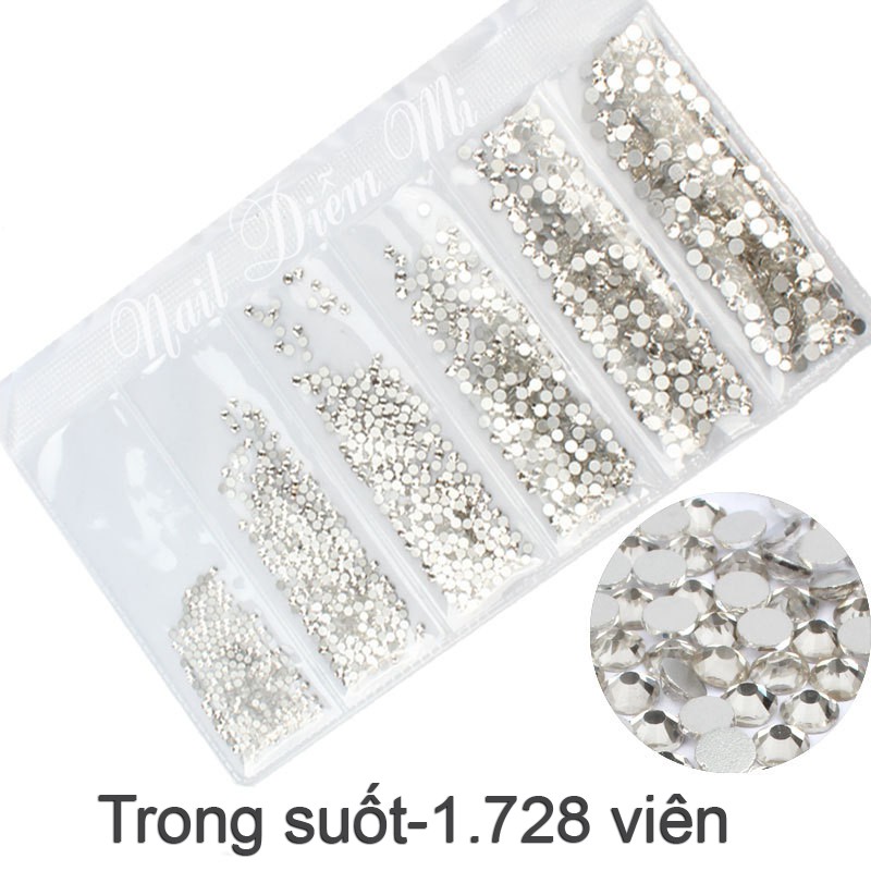 Bịch đá trắng trong suốt 6 ngăn S3-S10 (1.728 viên) tặng 1 khay tam giác