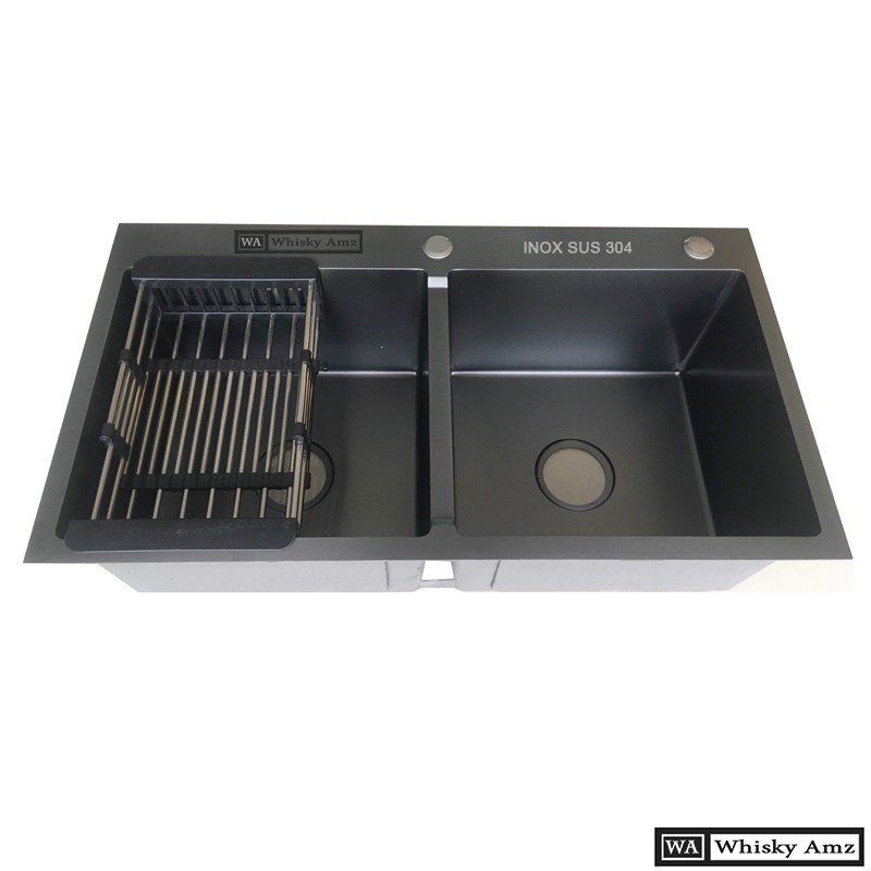 Chậu rửa bát chén 2 hố inox 304 82x45, 78x43 dày 3.5li TAM HIỆP STORE, Bảo hành 2 năm