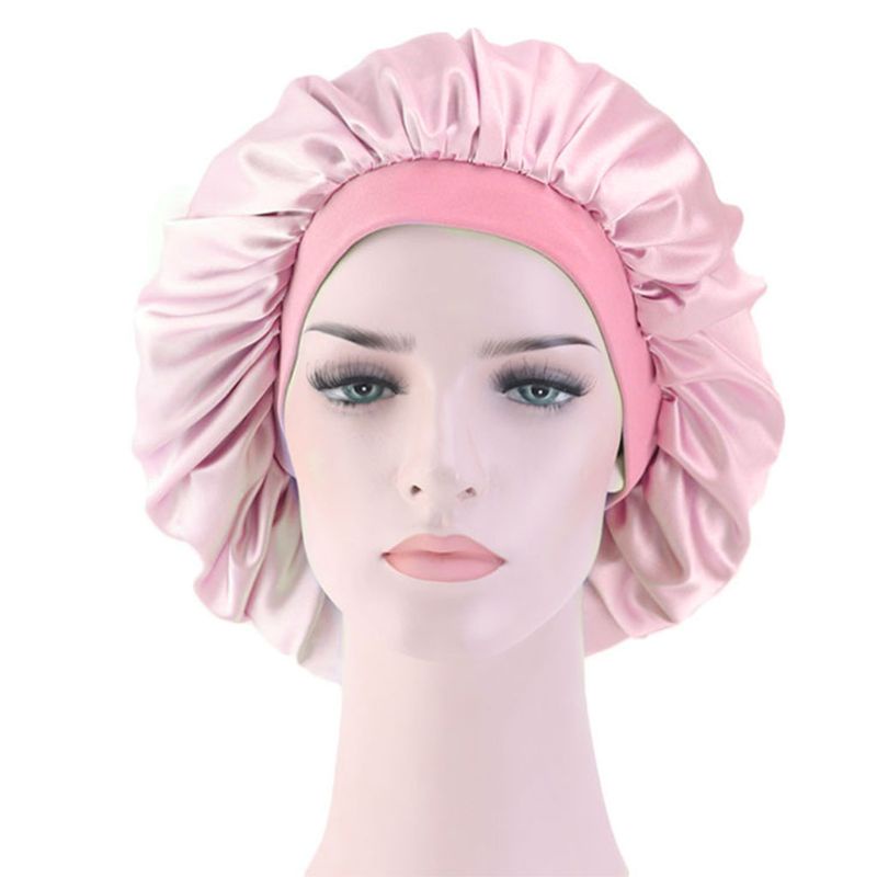 Mũ Trùm Đầu Ngủ Bằng Lụa Nhân Tạo Màu Sắc Ngọt Ngào Co Giãn Tốt Tiện Dụng Cho