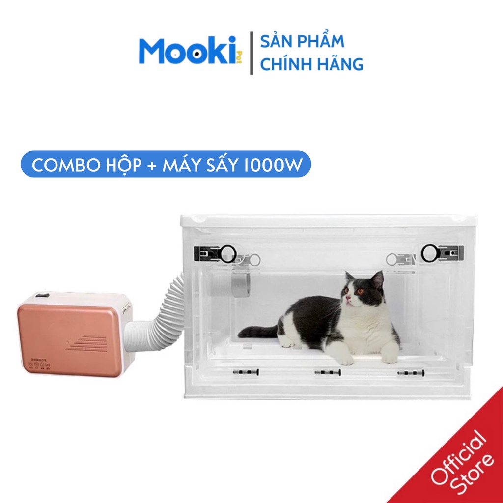 Hộp sấy lông cho cho mèo trong suốt tiện lợi, Hộp sấy lông tự động đa nặng Mookipet