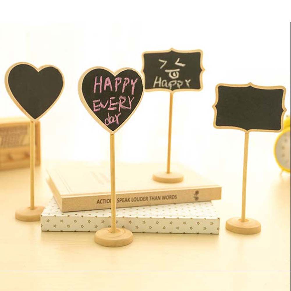 Set 10 bảng đen mini bằng gỗ kèm giá đỡ dùng ghi chú tiện dụng