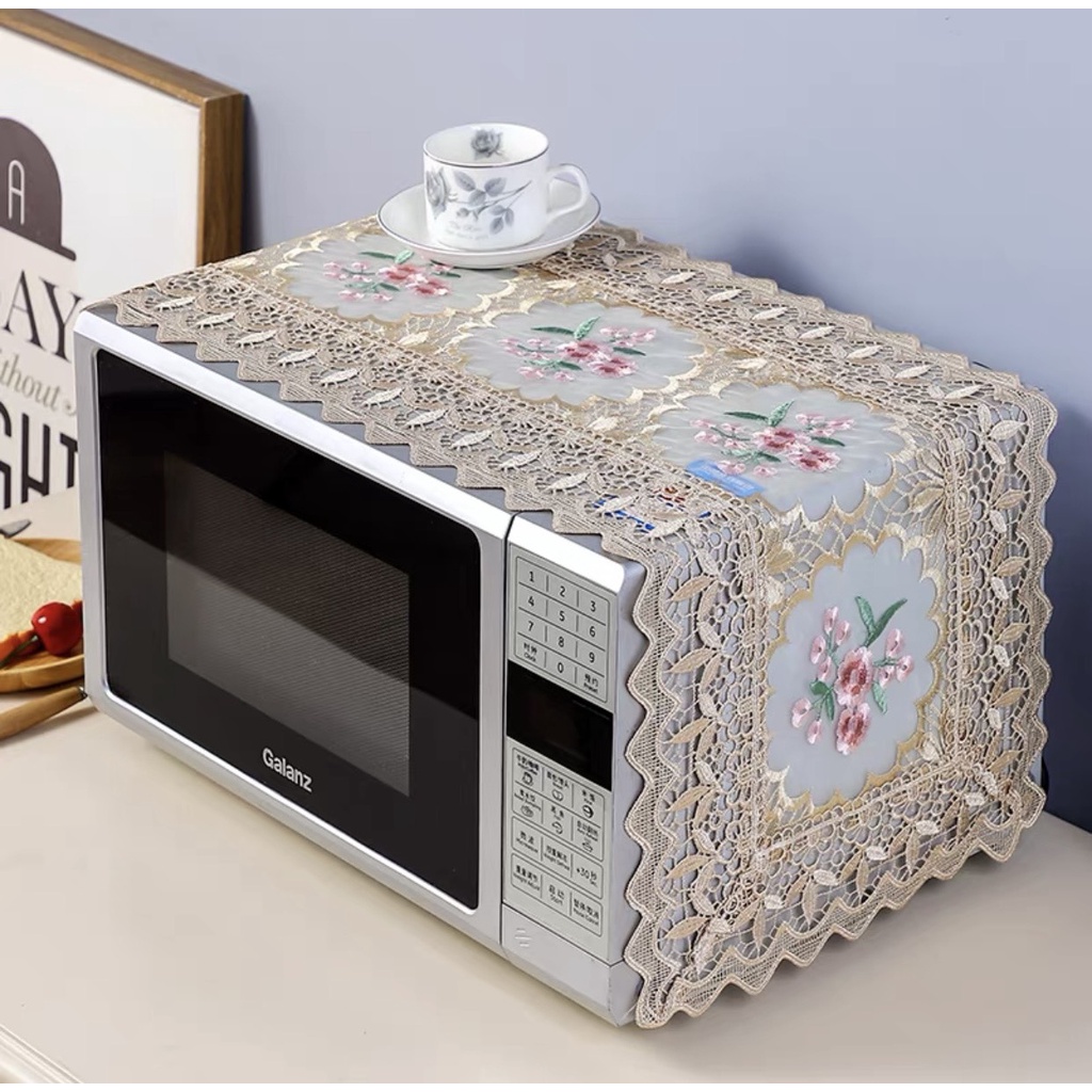 Tấm phủ lò vi sóng chống bụi họa tiết thêu ren cao cấp