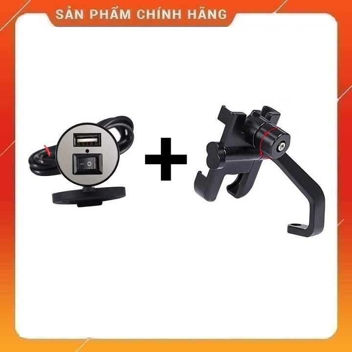 Combo Kẹp Điện Thoại FREESHIP Gắn Xe Máy C2 Kèm Sạc Gắn Xe Máy Yuemal