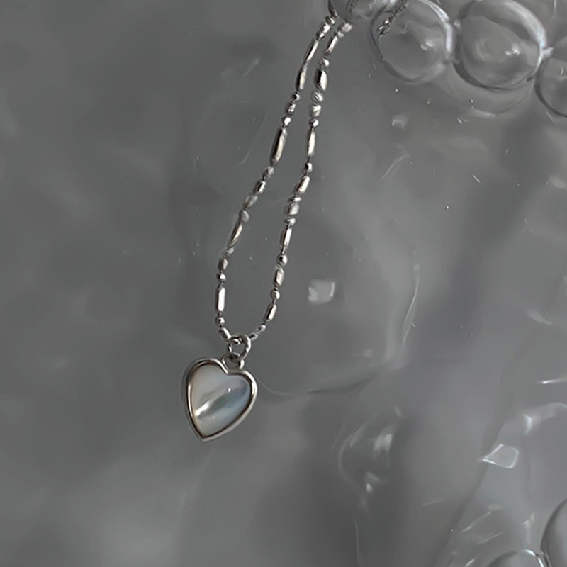 Vòng cổ mặt trái tim đính đá Opal hợp thời trang cho nữ