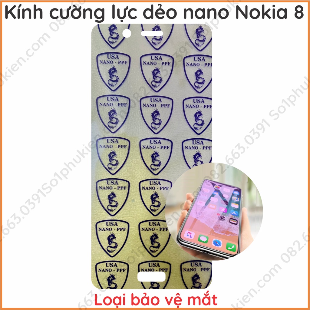 Dán cường lực Nokia 8 dẻo nano, chuẩn cường lực 9H+