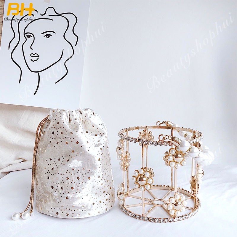 Túi Xách Nữ Đeo Chéo Đính Ngọc Trai Thời Trang