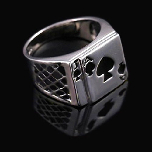 Nhẫn mạ vàng trắng 18K thiết kế hình lá bài cá tính