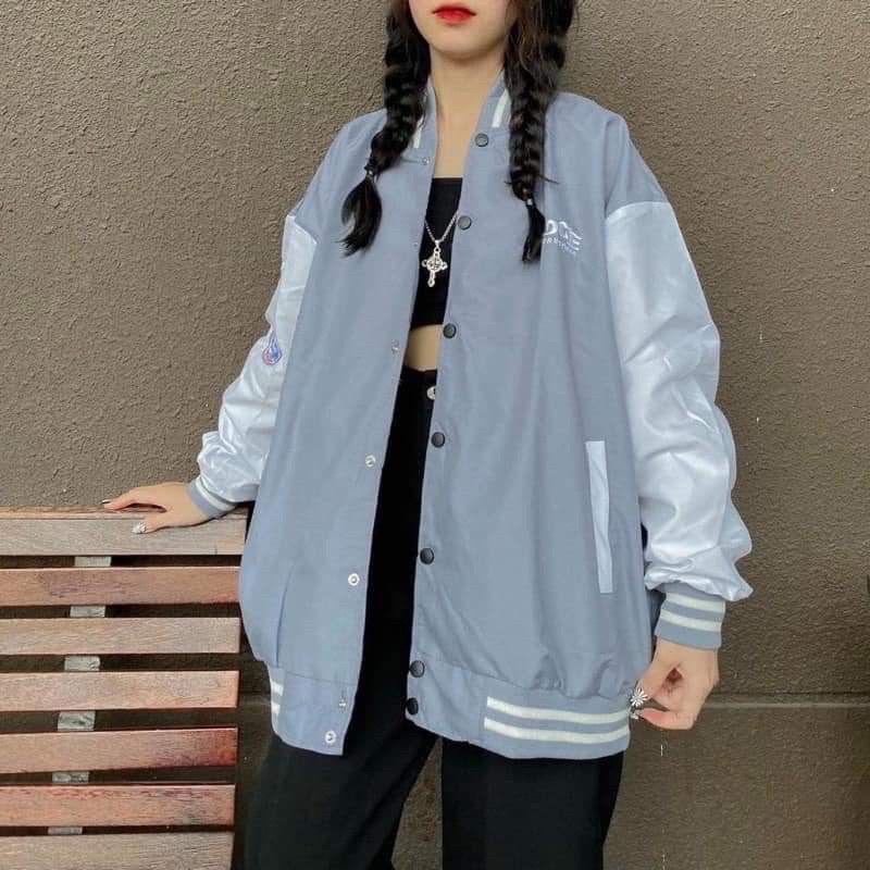 Áo khoác dù Bomber BADGE form rộng 2 lớp/ Áo khoác nam nữ phong cách Hàn Quốc