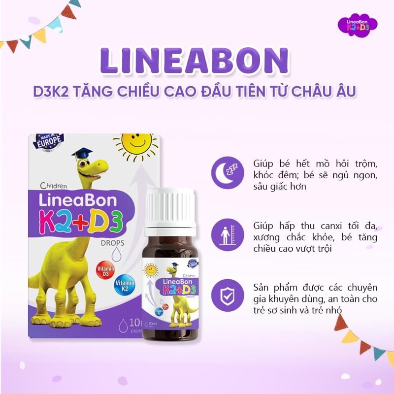 [ KÈM QUÀ TẶNG CHO BÉ] Vitamin K2 D3 LINEABON chính hãng [ Date mới nhất]