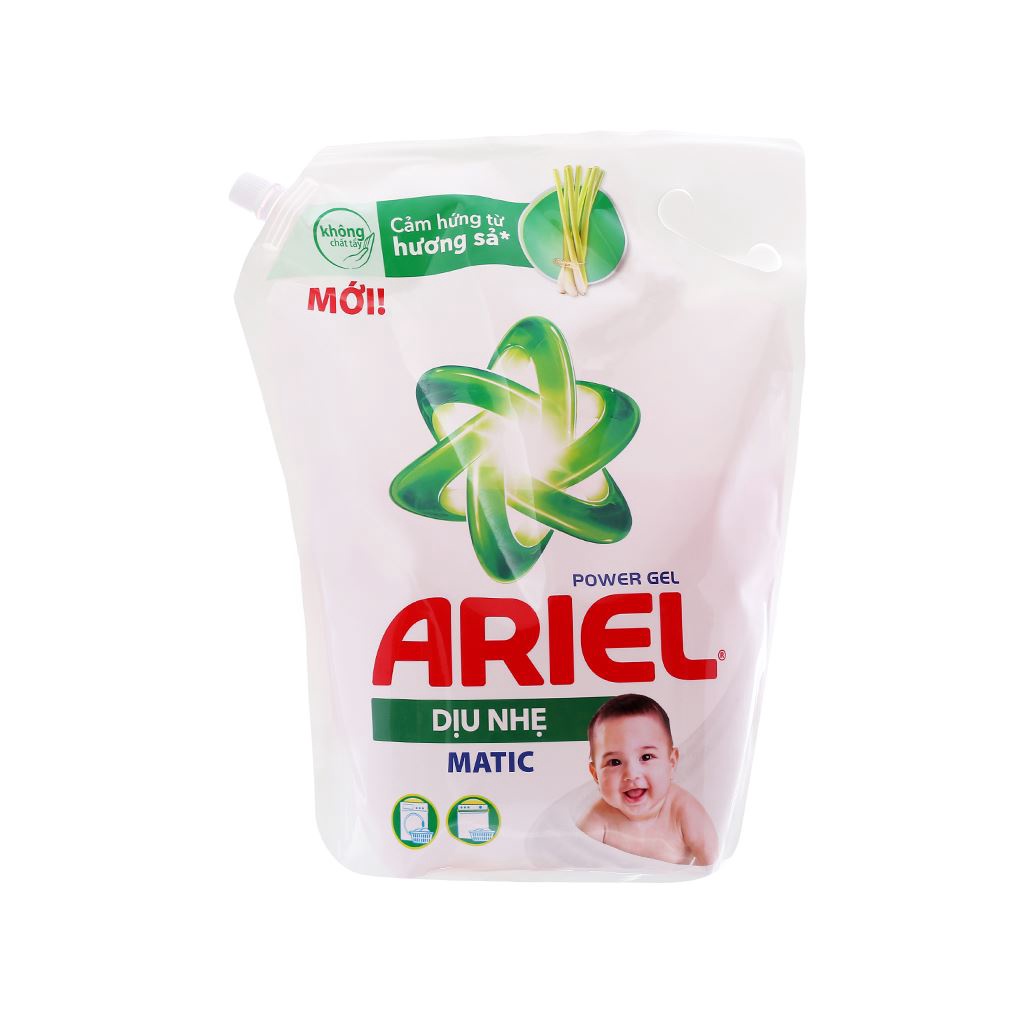 (3.1 lít)Nước giặt Ariel Matic dịu nhẹ hương sả túi 3.1 lít