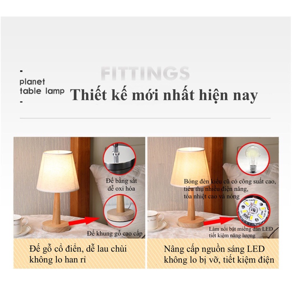 Đèn Ngủ Để Bàn Thân Gỗ Thông 1997store_vn - Cổng USB , KT 30 x 17 x 10 cm - Đèn Ngủ Decor Nhà Cửa - BH 1 Năm