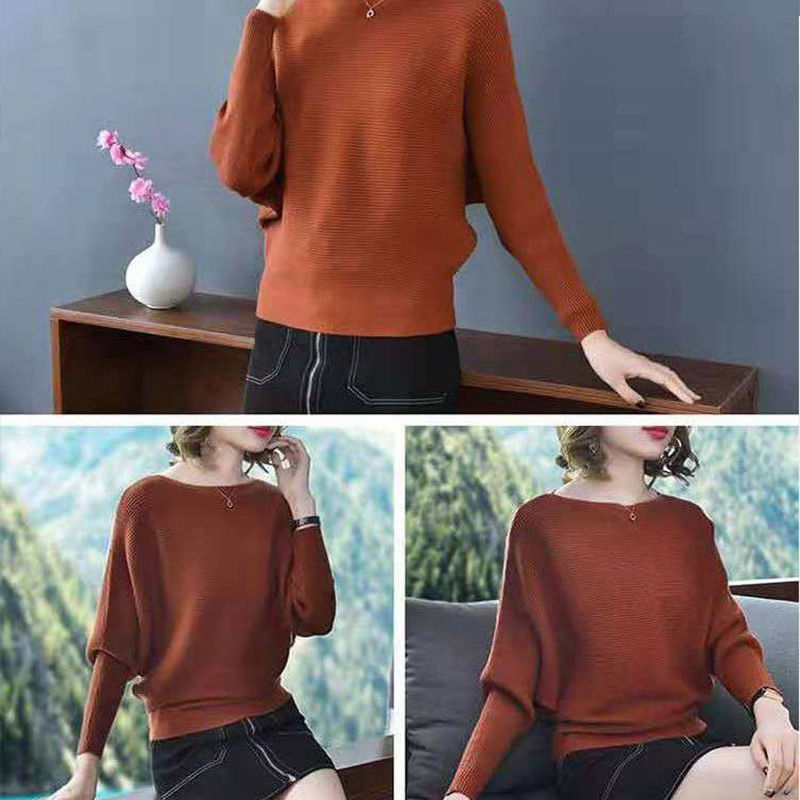 (MỚI) Áo Sweater dệt kim tay cánh dơi thiết kế dáng rộng thoải mái