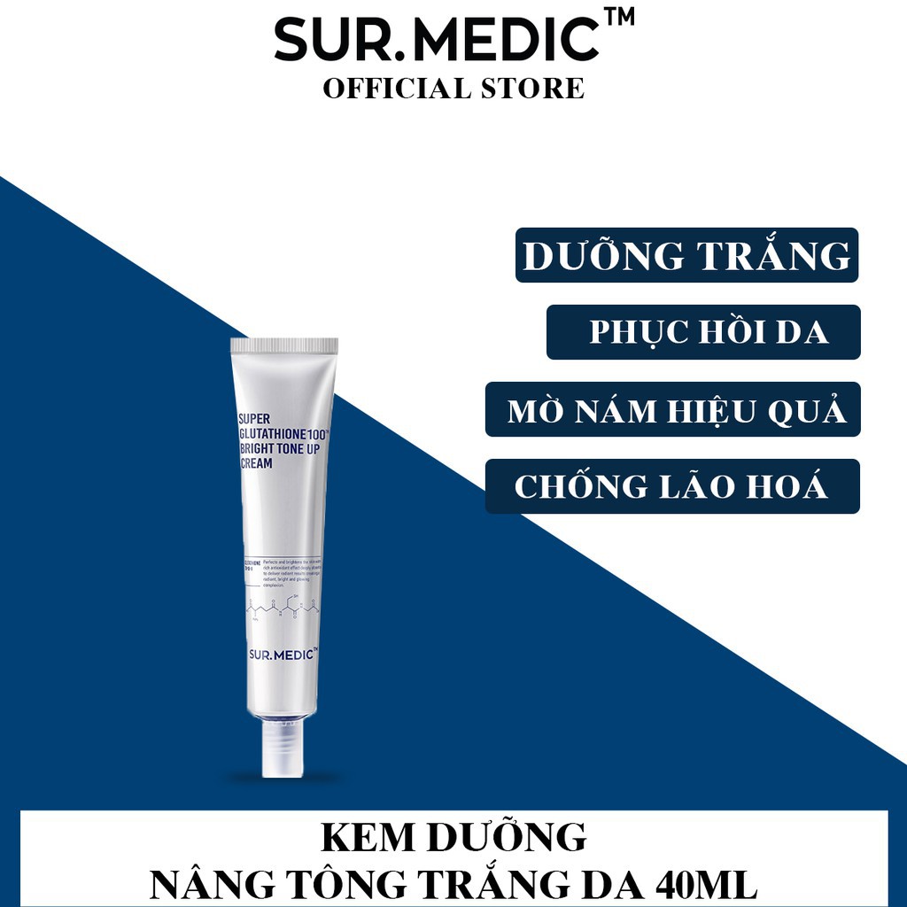 Kem Dưỡng Nâng Tông Trắng Da SurMedic Super Glutathione 100 Bright Tone Up Cream 40ml