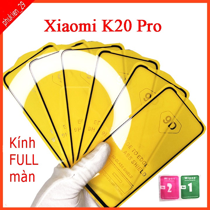 Kính cường lực Xiaomi Redmi K20 Pro full màn hình, Ảnh thực shop tự chụp, tặng kèm bộ giấy lau kính taiyoshop2