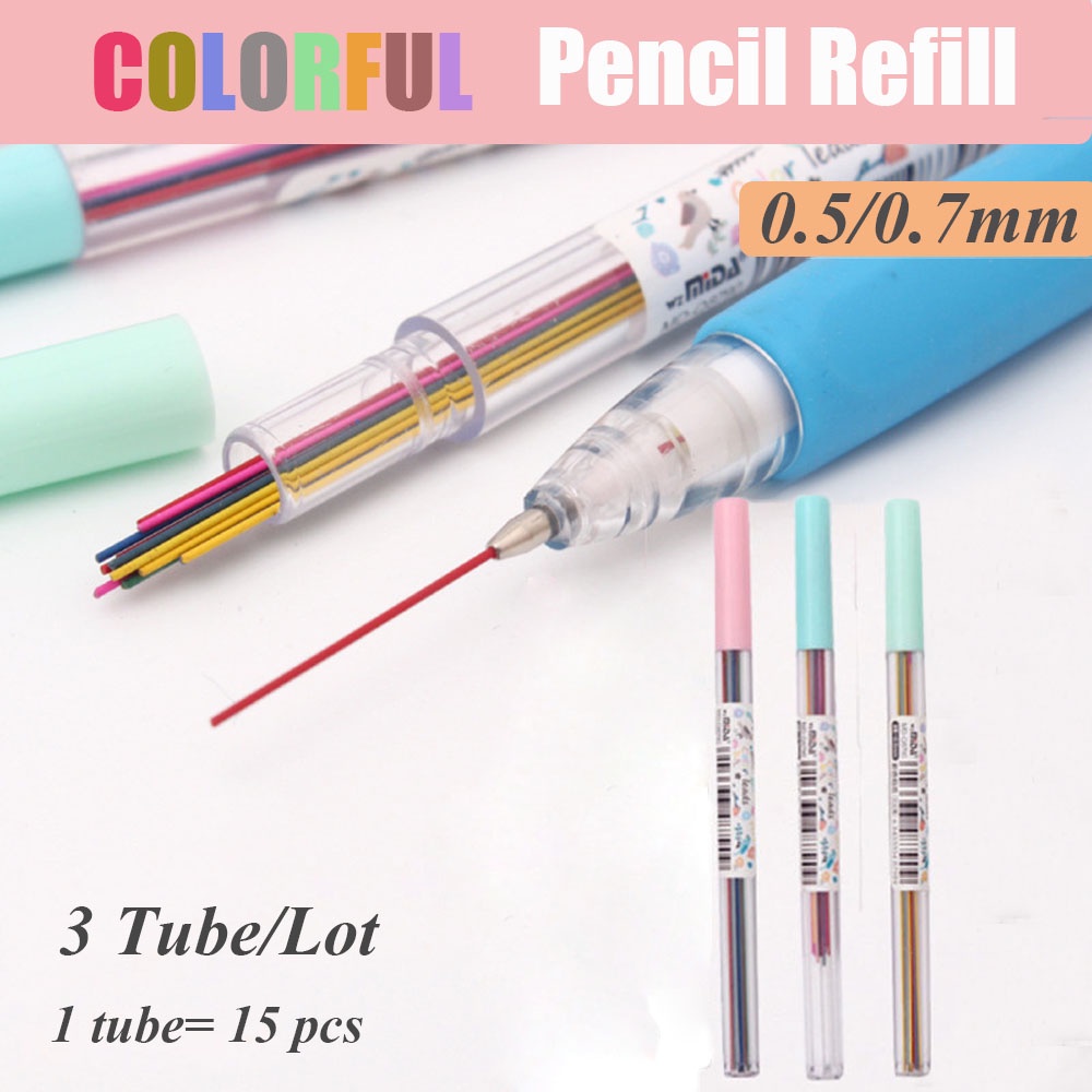 Set 15 Ruột Bút Chì Nhiều Màu 0.5 / 0.7 mm